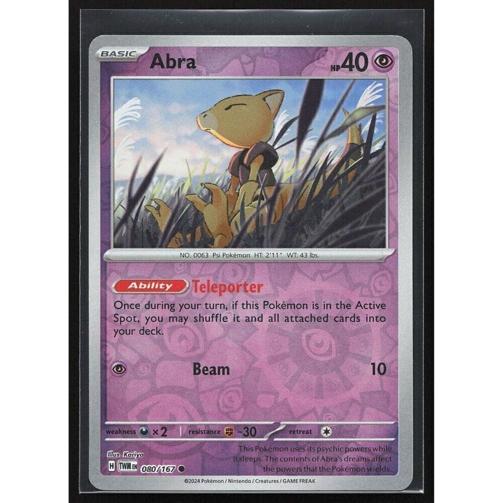 Pokemon TCG - Abra [Reverse Holo] - 080/167 - Twilight Masquerade - Near  Mint